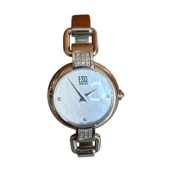 ESQ by Movado Watch E5407 Diamonds SS White MOP Dial Bangle Bracelet - Picture 6 of 6